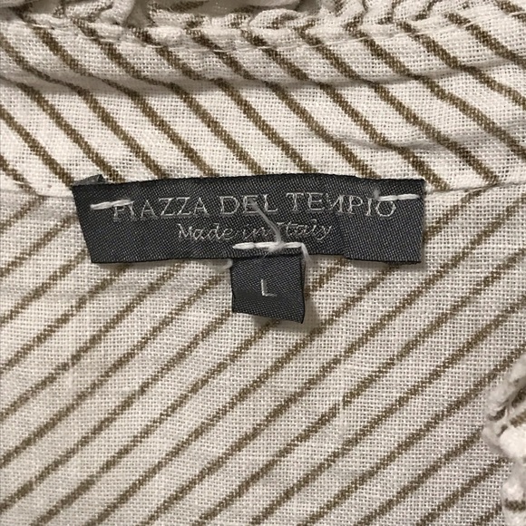 Piazza del Tempio Ruffled Linen Blouse, Size Large - Picture 6 of 9